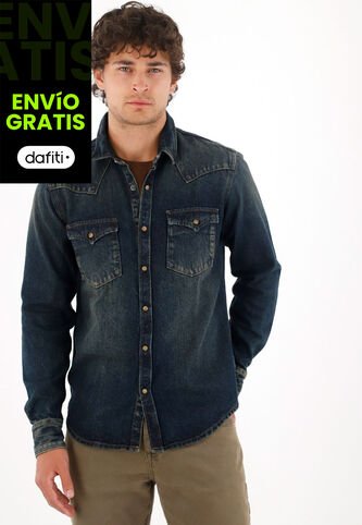 Tennis Camisa En Denim Azul Para Hombre Tennis
