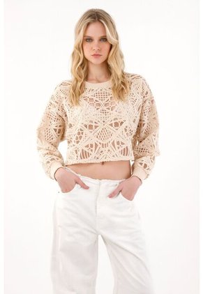 Tennis Buzo Con Transparencia Crudo Para Mujer