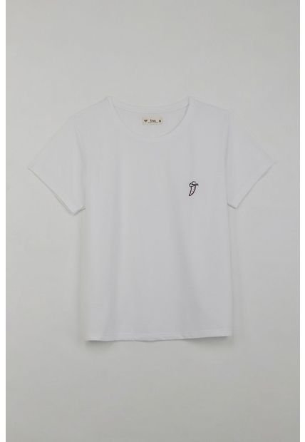 Camiseta Básica Estampada Blanca Para Mujer