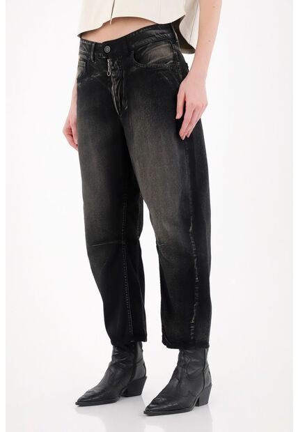 Tennis Jean Horseshoe Tiro Medio Negro Para Mujer