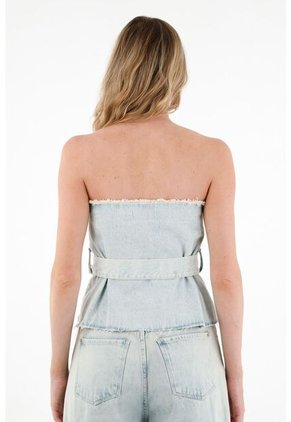 Tennis Camisa Strapless En Demin Azul Para Mujer