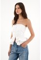 Tennis Camisa Strapless Con Corte Abombachado Crudo Para Mujer de Tennis