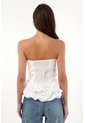 Tennis Camisa Strapless Con Corte Abombachado Crudo Para Mujer de Tennis