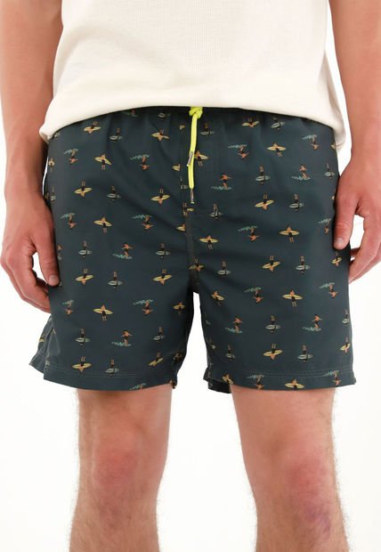 Pantaloneta Con Estampado De Surfistas Para Hombre