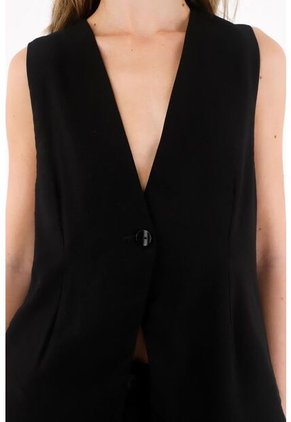 Tennis Chaleco Con Escote En V Negro Para Mujer