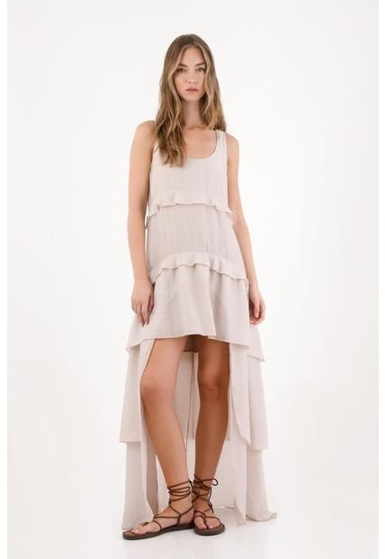 Tennis Vestido Asimétrico Con Boleros Crudo Para Mujer