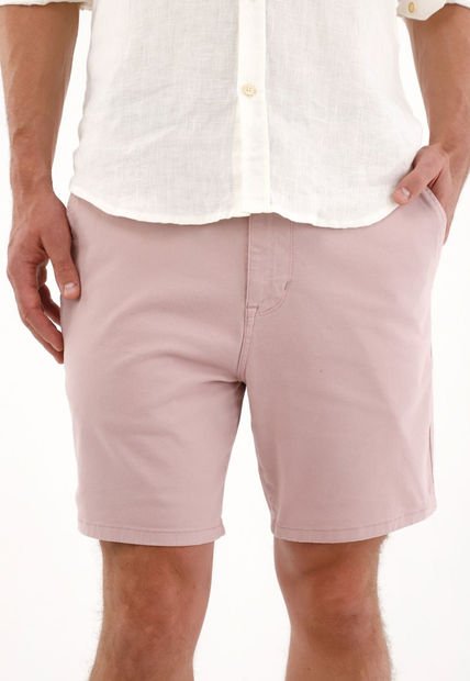 Bermuda Tipo Chino Con Ajuste De Botón Rosada Para Hombre