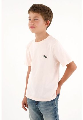 Camiseta Rosada Básica Con Estampado Divertido Para Niño