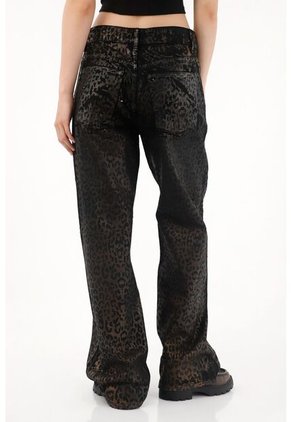 Tennis Jean Wide Leg Tiro Alto Con Diseño A Láser Animal Print Para Mujer