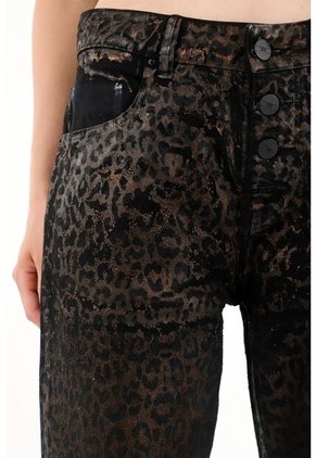 Tennis Jean Wide Leg Tiro Alto Con Diseño A Láser Animal Print Para Mujer