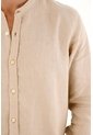 Tennis Camisa En 100% Lino Café Con Diseño Limpio Para Hombre Con Acabado único de Tennis