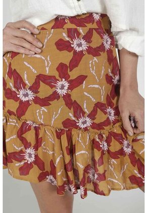 Falda Para Mujer Tennis, Plana Y Estampado De Flores Rojas