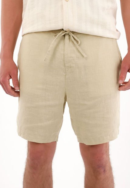 Bermuda En 100% Lino Tipo Chino Verde Para Hombre