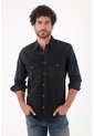Tennis Camisa En Dril Con Bolsillos Negra Para Hombre de Tennis