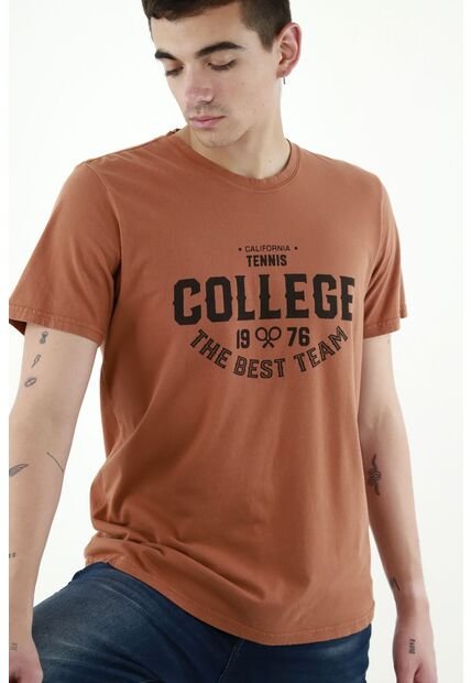 Camiseta Café Estampada Para Hombre