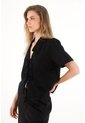 Tennis Camisa En 100% Lino Negra Para Mujer de Tennis