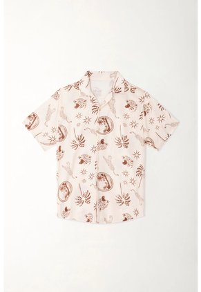Tennis Camisa Tipo Bowling Estampada Con Diseño Minimalista Para Hombre