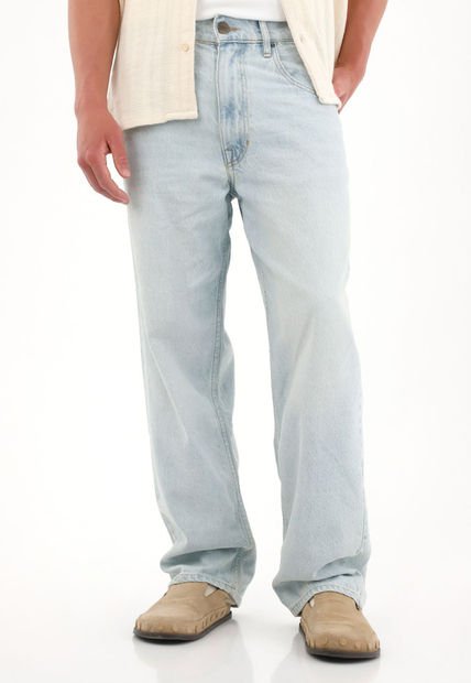 Jean Loose Fit Tiro Medio Azul Claro Para Hombre