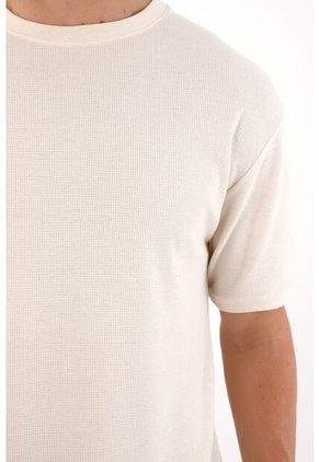Tennis Camiseta Relaxed Fit Con Textura Waffle De Algodón Crema Para Hombre