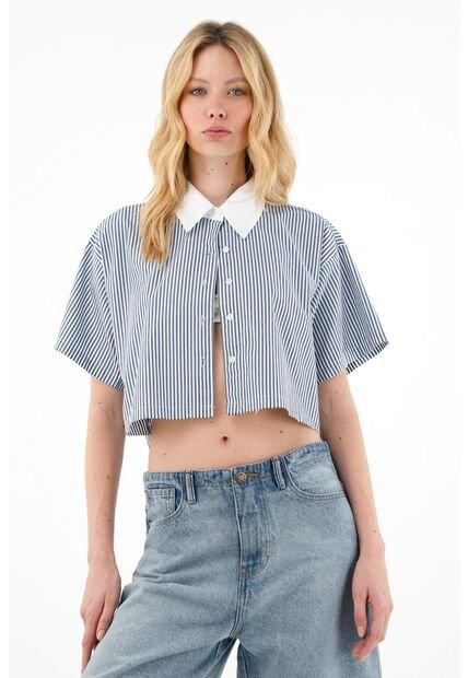 Tennis Camisa Crop Con Estampado A Rayas Para Mujer