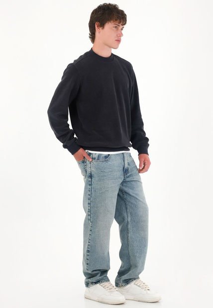 Jean Loose Fit De Silueta Amplia Azul Medio Para Hombre