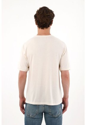 Tennis Camiseta Relaxed Fit Con Textura Waffle De Algodón Crema Para Hombre