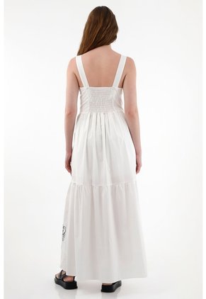 Tennis Vestido Amplio De Tiras Con Bordado Crudo Para Mujer