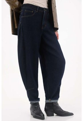 Tennis Jean Slouchy Con Prense Decorativo Azul Para Mujer