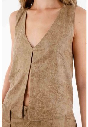 Tennis Chaleco Sporty Con Escote En V Café Para Mujer