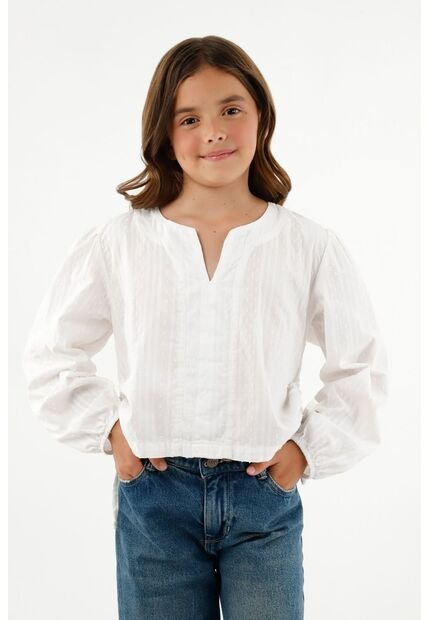 Camisa Manga Larga Crudo Para Niña
