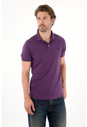 Tennis Polo En Tela Piqué Licra Morada Para Hombre