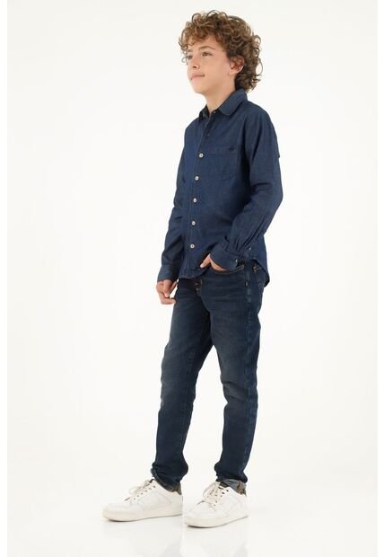 Camisa Azul Clásica Para Niño