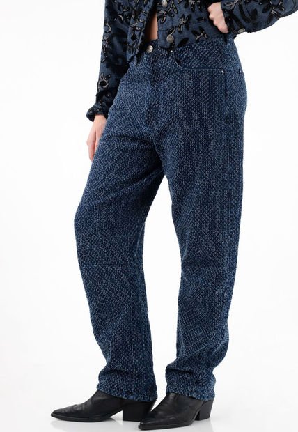 Jean Balloon Tiro Bajo Azul Oscuro Para Mujer