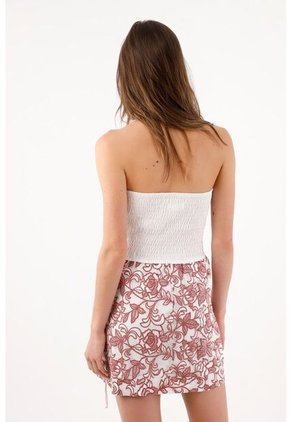 Tennis Vestido Mini Strapless Con Falda Cruzada Con Amarre En Terracota Para Mujer