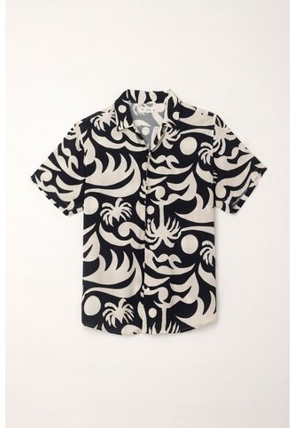 Tennis Camisa Tipo Bowling Con Estampado Playero Para Hombre Tennis