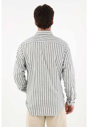 Tennis Camisa Preteñida A Rayas Verde Para Hombre