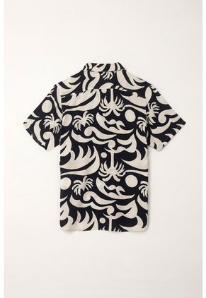 Tennis Camisa Tipo Bowling Con Estampado Playero Para Hombre