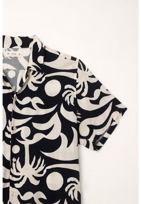 Tennis Camisa Tipo Bowling Con Estampado Playero Para Hombre