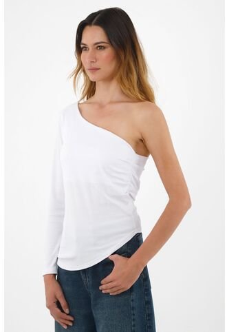 Tennis Camiseta De Un Solo Hombro Blanca Para Mujer Tennis