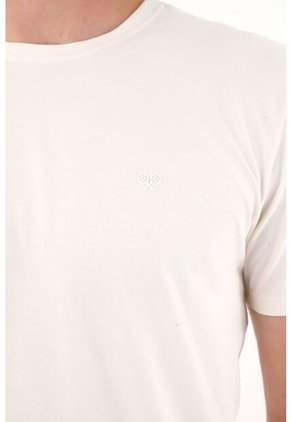 Tennis Camiseta Con Raqueta Estampada Crudo Para Hombre