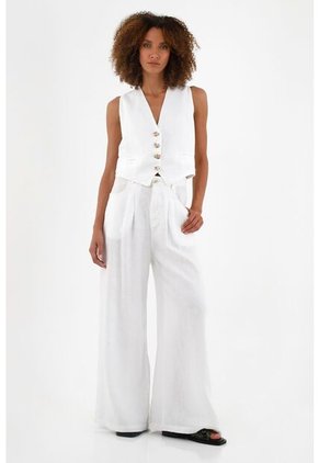 Chaleco En Lino Blanco Para Mujer