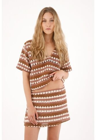 Tennis Camisa Manga Corta En Mix De Telas Crudo Para Mujer Tennis