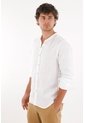 Tennis Camisa En 100% Lino Blanca Con Detalle Fruncido Para Hombre de Tennis