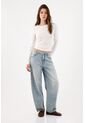Tennis Jean Baggy Con Pierna Extra Amplia En Algodón Azul Claro Para Mujer de Tennis