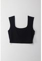 Tennis Camiseta Crop Manga Sisa Negra Con Acabado Ligero Para Mujer de Tennis