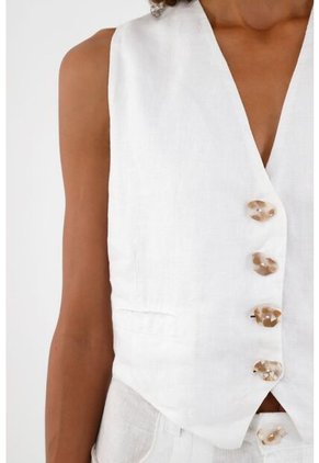 Chaleco En Lino Blanco Para Mujer