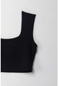 Tennis Camiseta Crop Manga Sisa Negra Con Acabado Ligero Para Mujer de Tennis