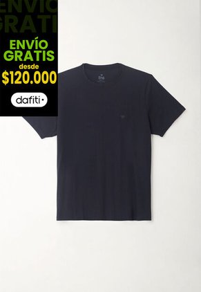 Camiseta Cuello Redondo Azul Para Hombre