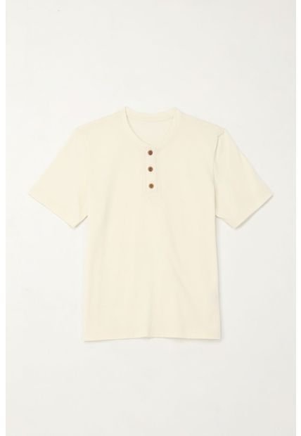 Camiseta Cuello Redondo Con Botones Crudo Para Niño