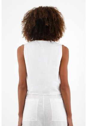 Chaleco En Lino Blanco Para Mujer
